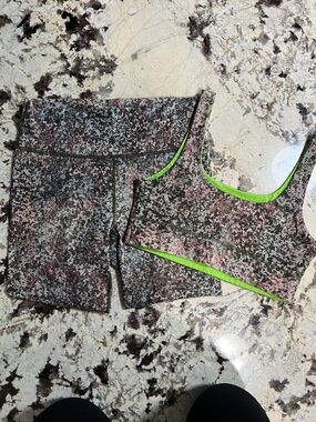 Camo Print Athletic Set with Neon Lime Trim